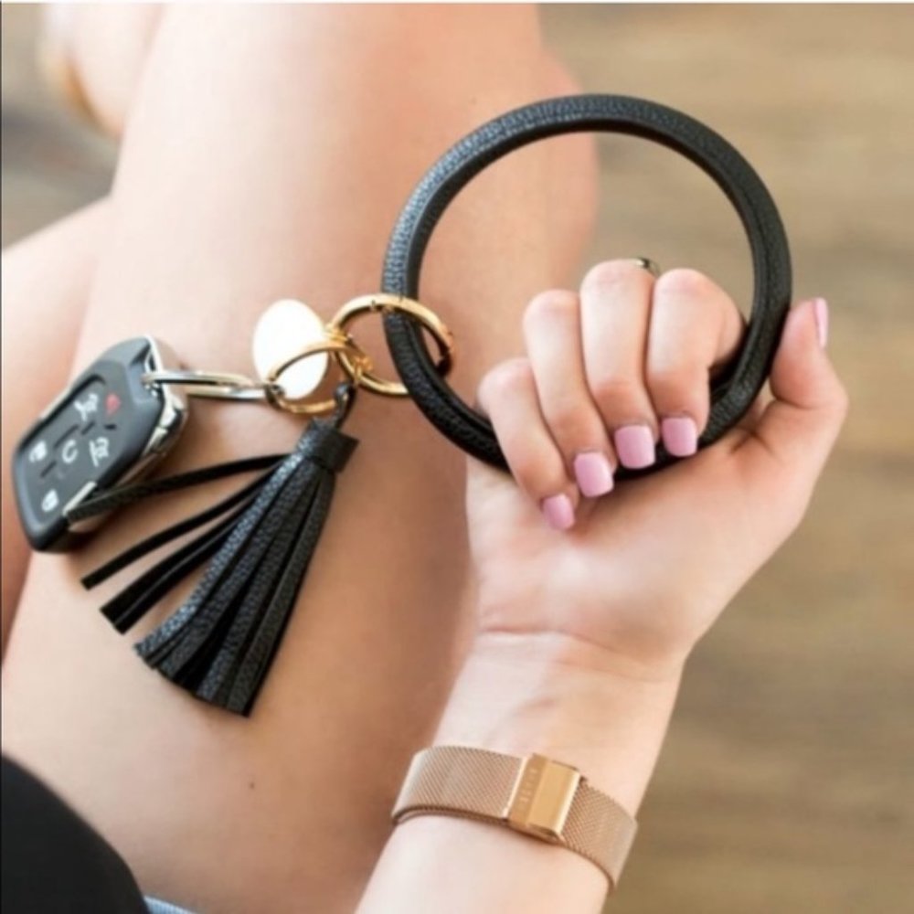 Leather Black Tassel Wrist Key Chain Brand New